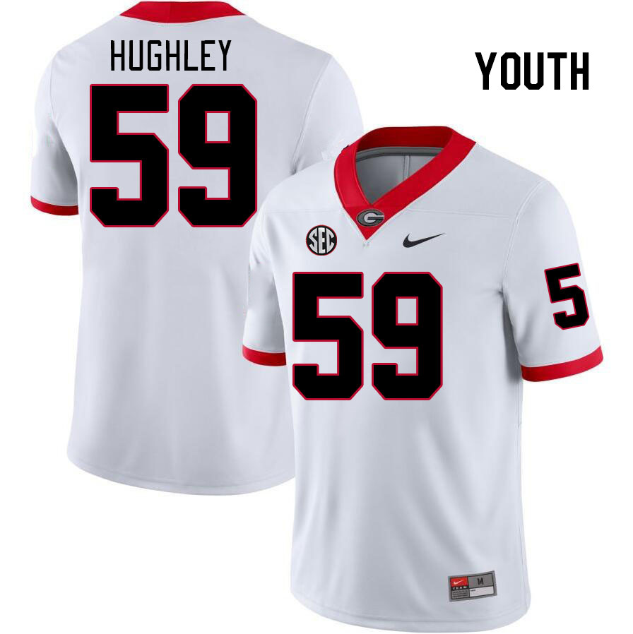 Youth #59 Bo Hughley Georgia Bulldogs College Football Jerseys Stitched Sale-White